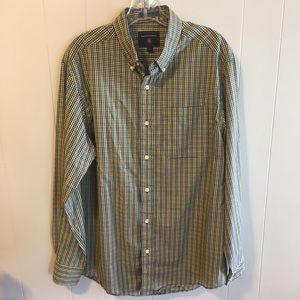 Saddlebred Plaid Button Down Shirt Blue/Gold/Brown